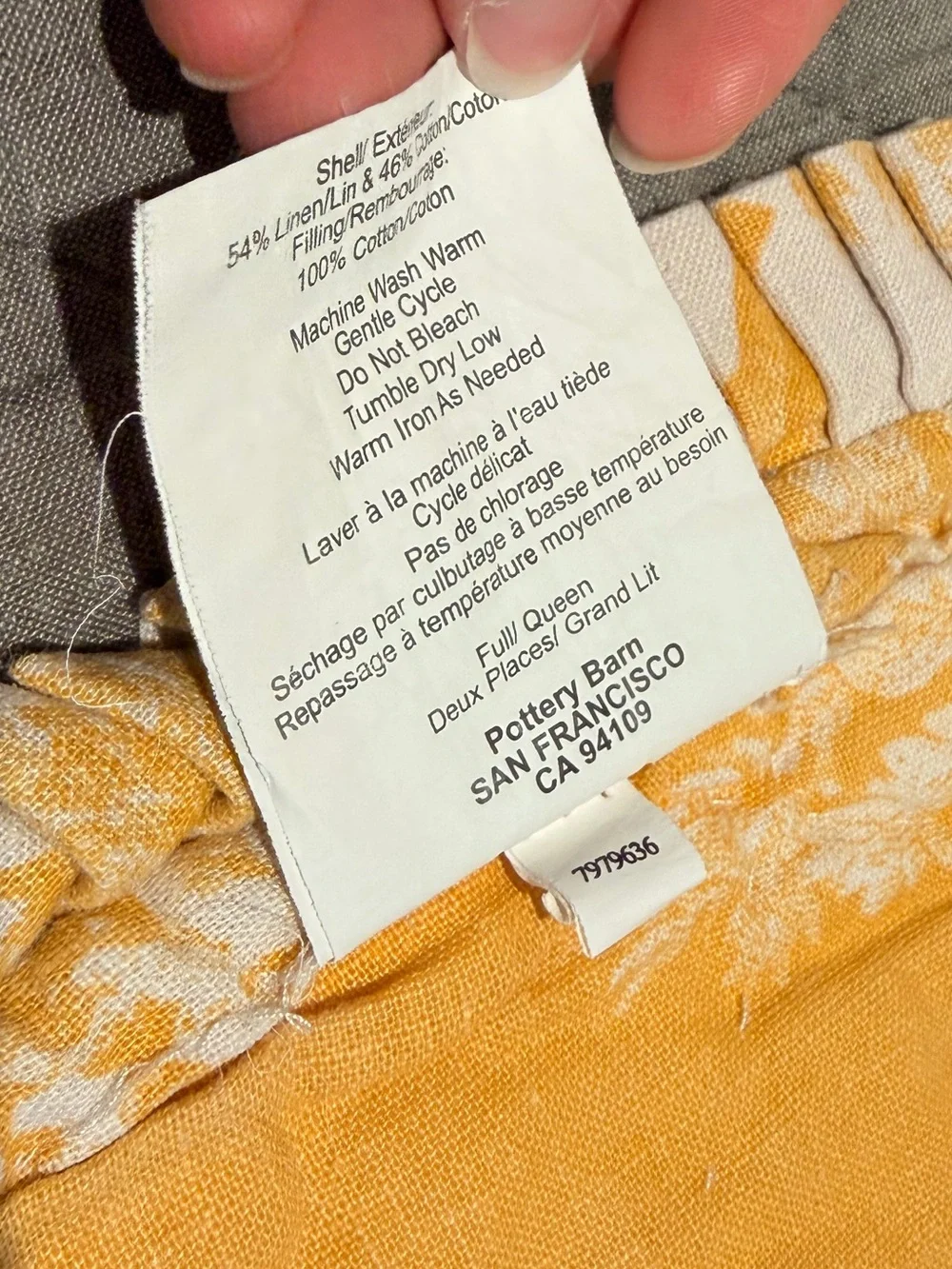 Pottery Barn Matine Marigold Yellow Cream Toile Full/Queen Duvet